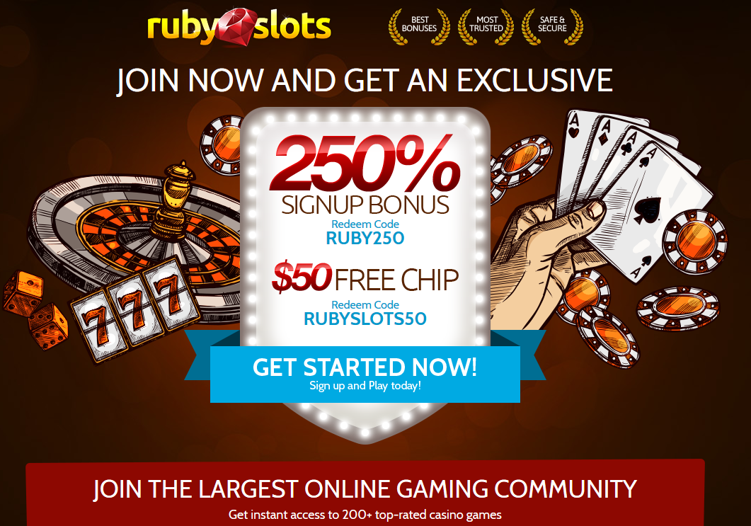 RubySlots| No Rules + Free Spins| 250% Bonus + 50 Free Chip