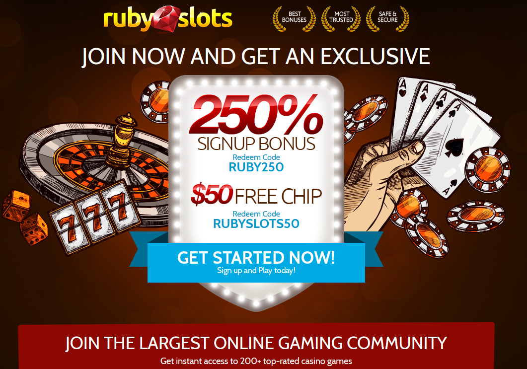RubySlots| No Rules + Free Spins| 250% Bonus + 50 Free Chip RubySlots| No Rules + Free Spins| 250% Bonus + 50 Free Chip