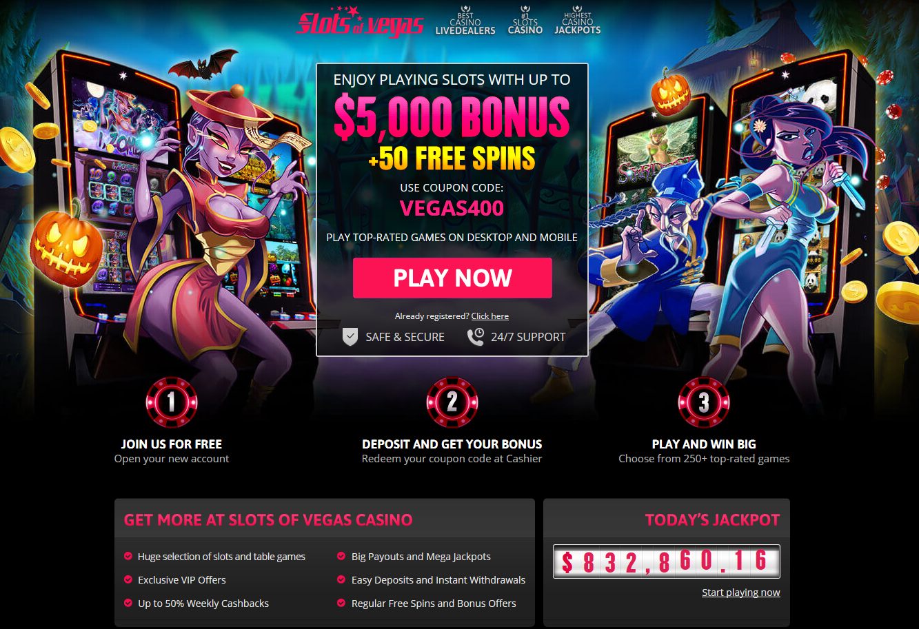 Slots of Vegas | 400% Welcome + 55 Free Spins on I, Zombies