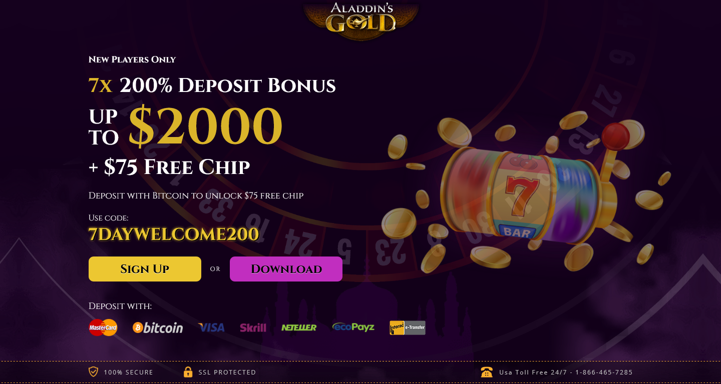 7x 200% Deposit Bonus UP TO $2000 + $75 Free Chip