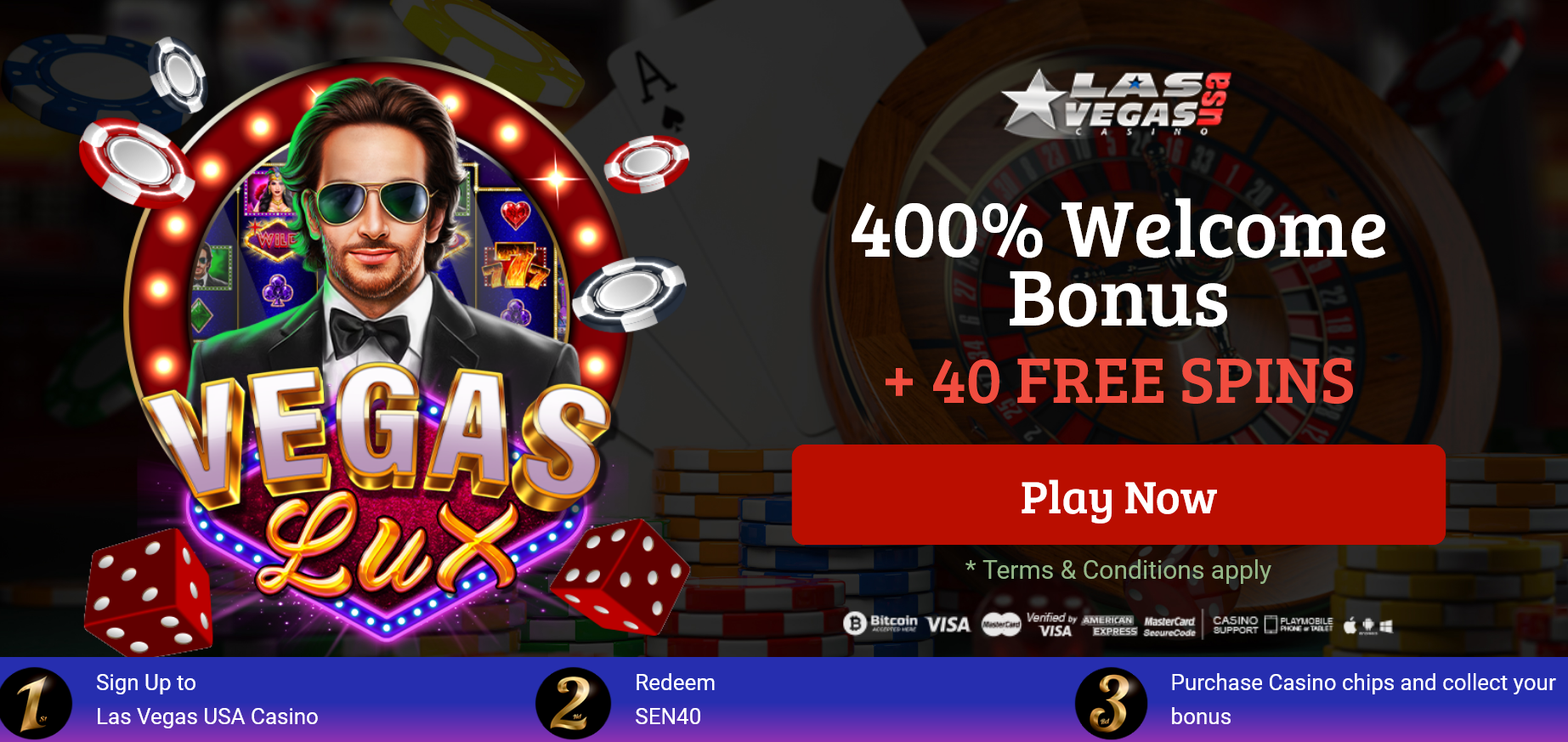 400% Welcome
                                                  Bonus + 40 FREE SPINS