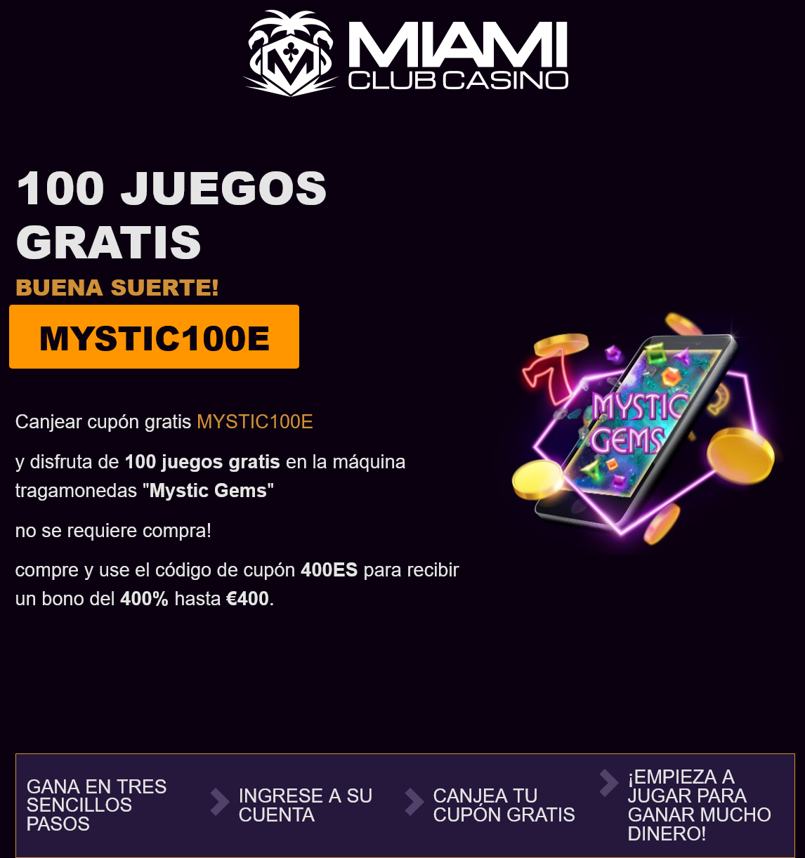 Miami Club ES
100 tiradas gratis Miami Club ES 100
tiradas gratis