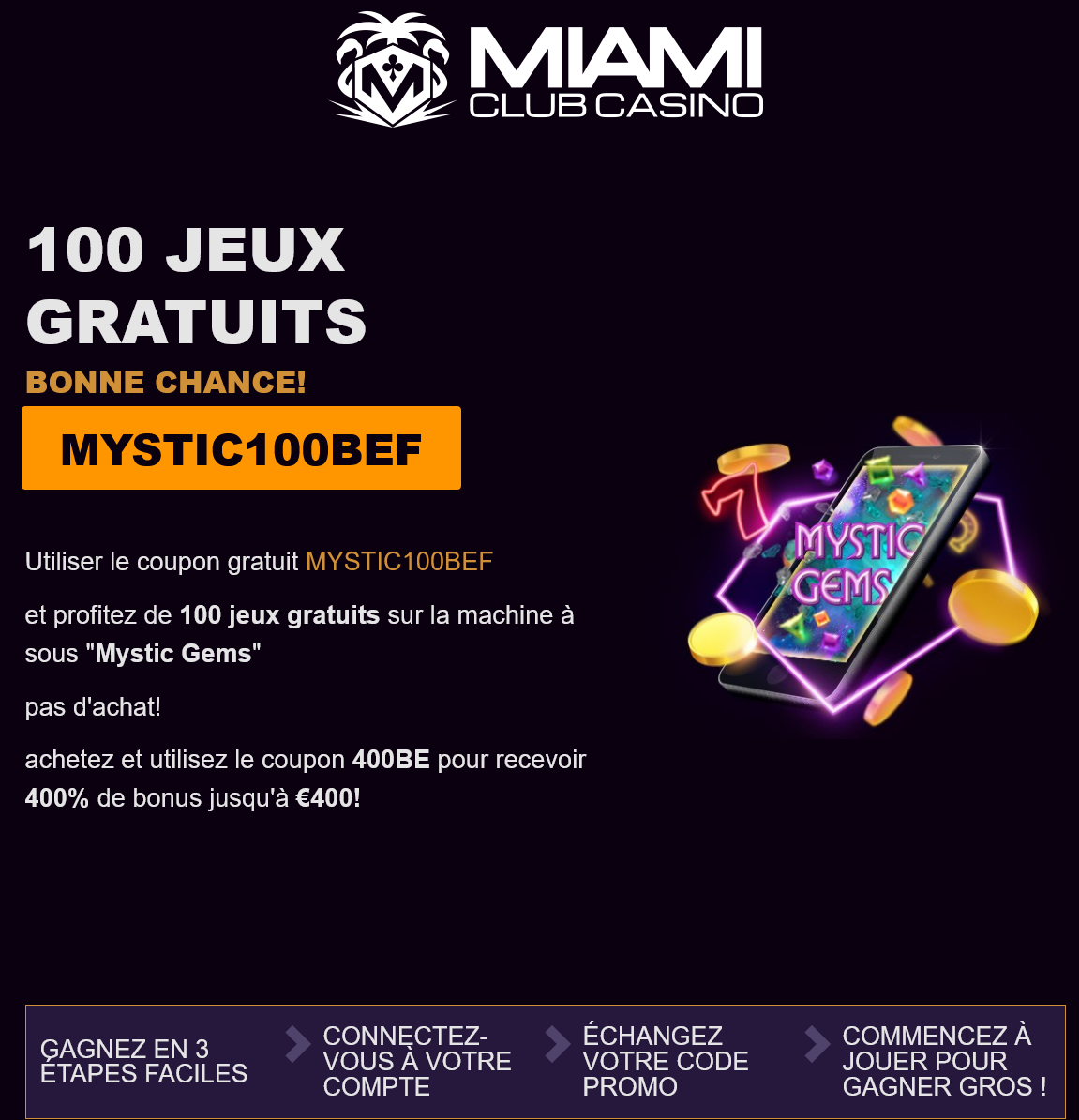 Miami Club BE
100 tours gratuits Miami Club BE 100
tours gratuits