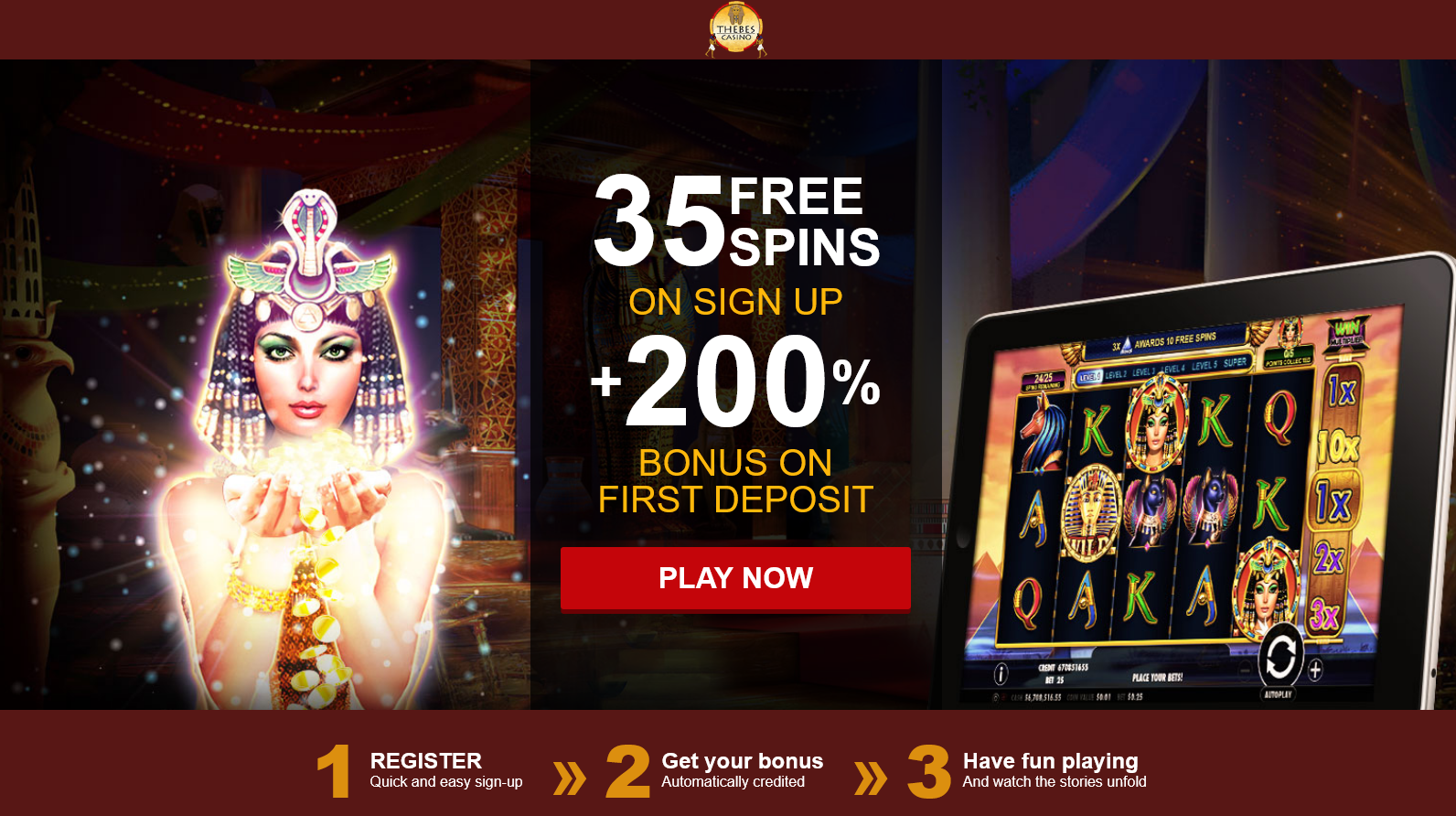 35 FREE SPINS ON SIGN UP + 200 % BONUS ON FIRST DEPOSIT